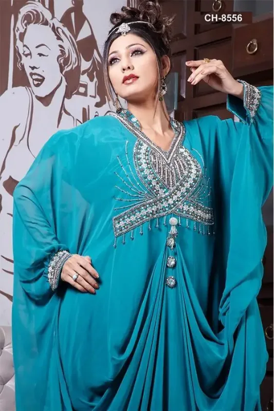 Picture of Radhe Designer Black Georgette Kaftan Dress for Women - F6042
