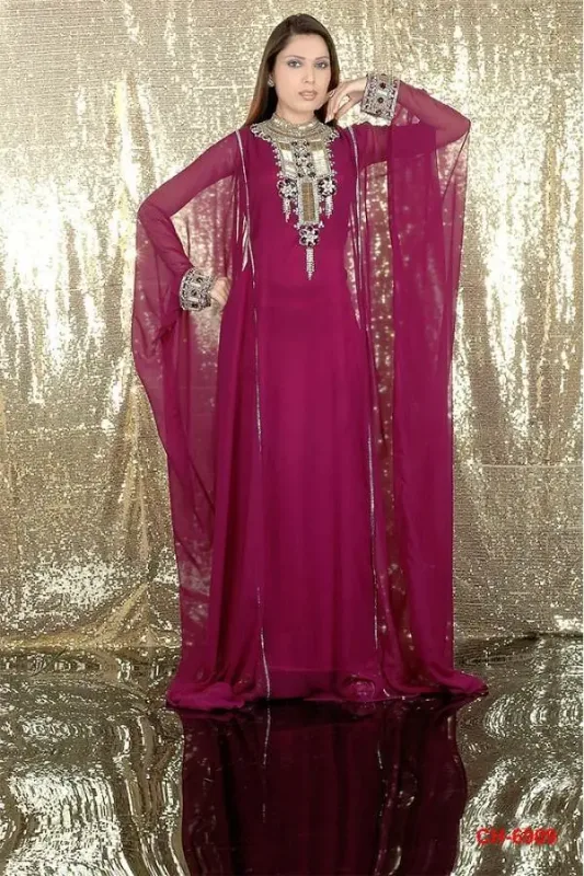 Picture of Pink Cotton Kaftan Dress for Women - Look 11392