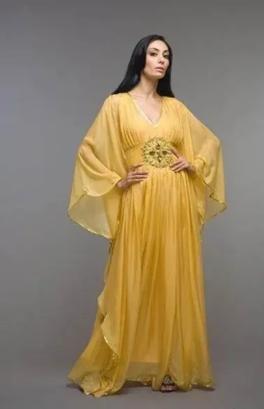 Picture of White Georgette Kaftan Dress for Women - Look 11394
