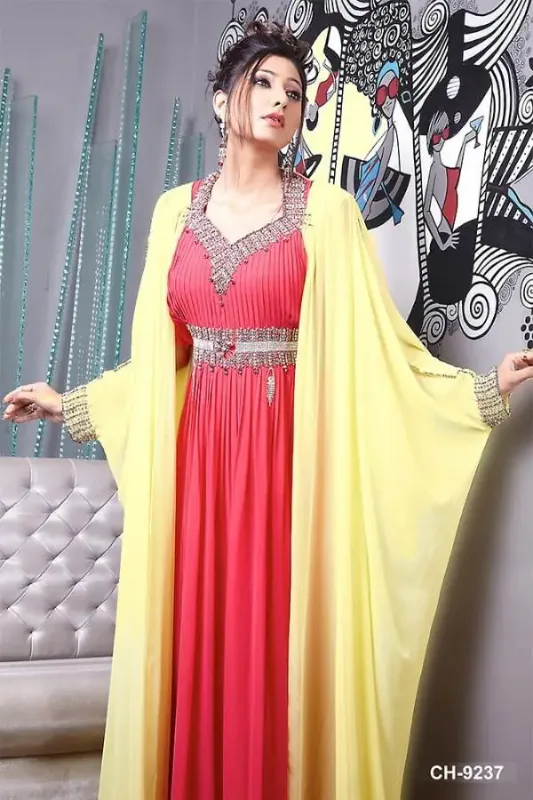 Picture of Radhe Designer Pink Cotton Kaftan Dress for Women - F6024