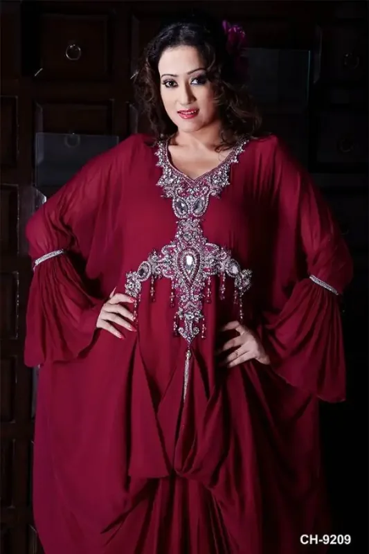 Picture of Radhe Designer White Georgette Kaftan Dress for Women - F6022