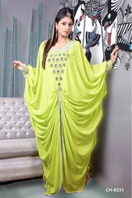 Picture of Radhe Designer White Georgette Kaftan Dress for Women - F6056