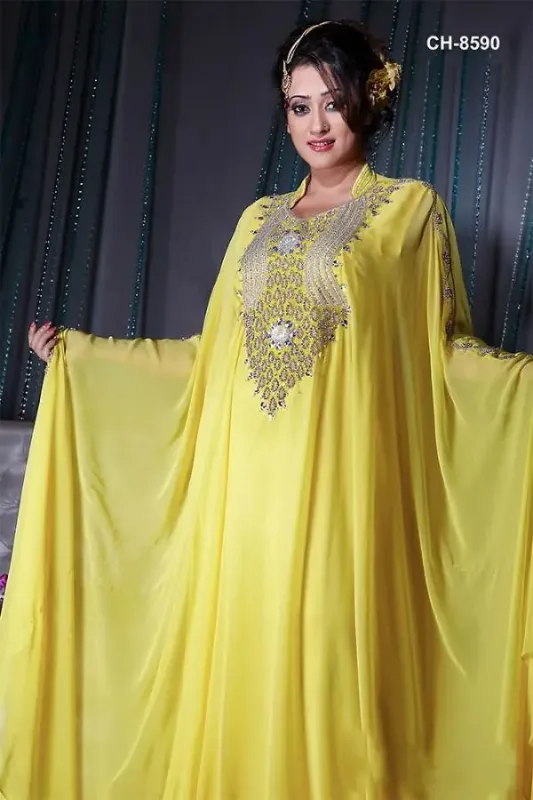 Picture of Radhe Designer White Georgette Kaftan Dress for Women - F6073