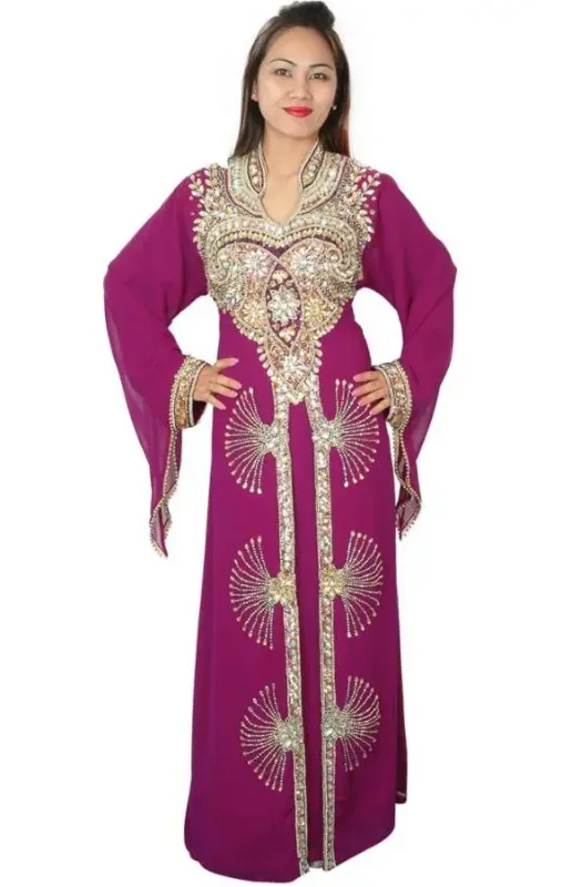 Picture of Radhe Designer Purple Georgette Kaftan Dress for Women - F6891