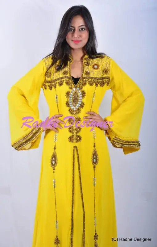 Picture of Radhe Designer White Georgette Kaftan Dress for Women - Y195