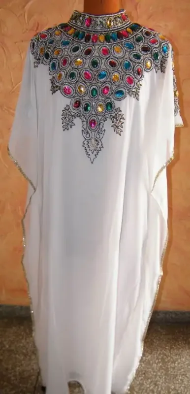 Picture of Blue Georgette Printed Kaftan Dress for Women - Look 11496