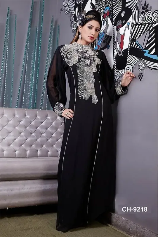 Picture of Yellow Georgette Kaftan Dress for Women - Look 11528