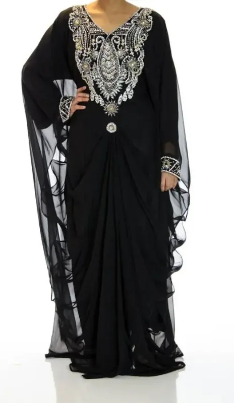 Picture of Radhe Designer White Georgette Kaftan Dress for Women - F6954
