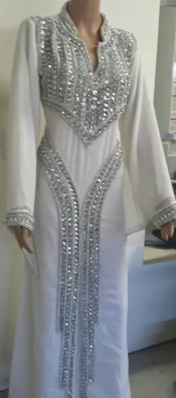 Picture of Radhe Designer White Georgette Kaftan Dress for Women - F6994