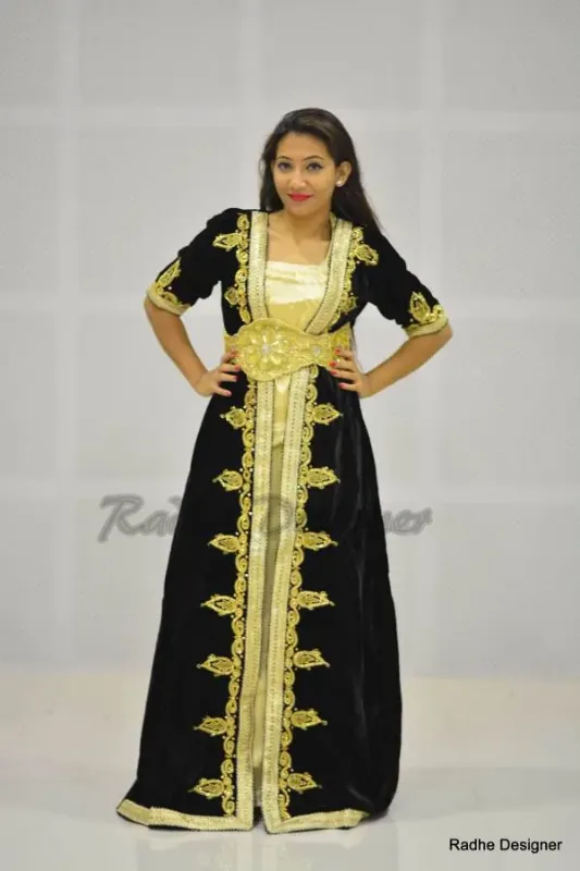 Picture of Radhe Designer Black Georgette Kaftan Dress for Women - Y1059