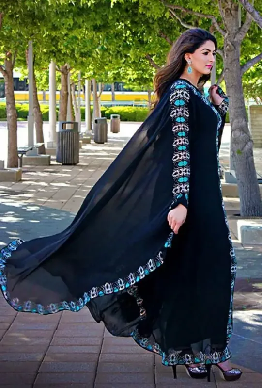 Picture of Radhe Designer White Georgette Kaftan Dress for Women - F5767