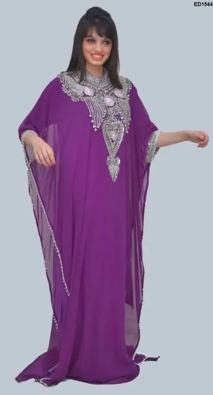 Picture of Radhe Designer White Georgette Kaftan Dress for Women - F5835