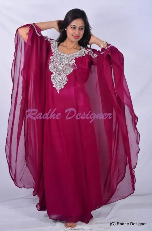 Picture of Pink Cotton Kaftan Dress for Women - Look 11656