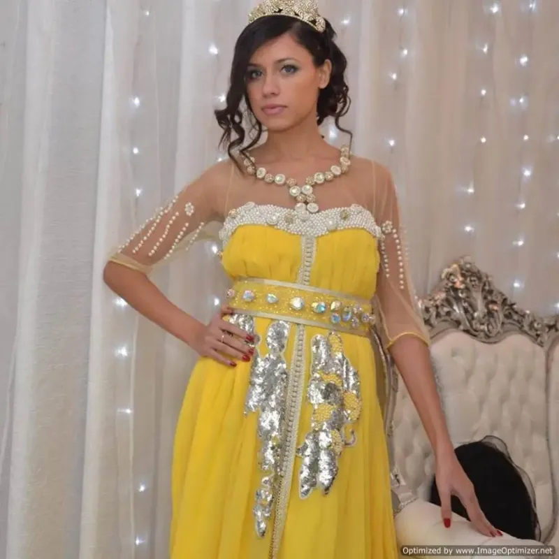 Picture of Radhe Designer Yellow Georgette Kaftan Dress for Women - F5850