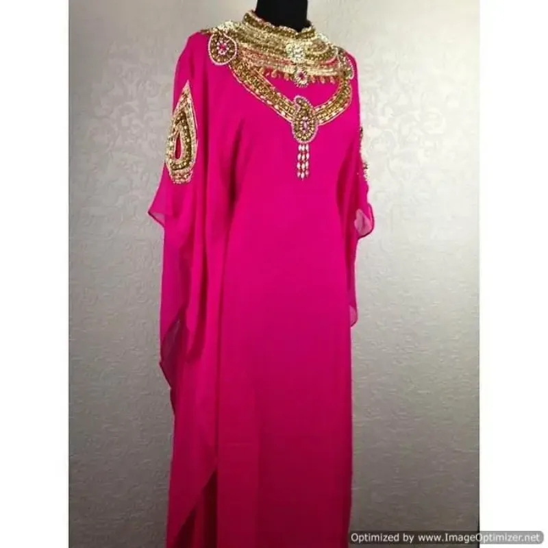 Picture of Radhe Designer Pink Cotton Kaftan Dress for Women - F5854