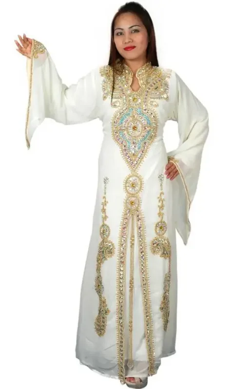 Picture of Radhe Designer White Georgette Kaftan Dress for Women - F6875