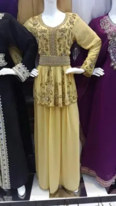 Picture of wedding gown queen anne neckline abaya jilbab kaftan dr