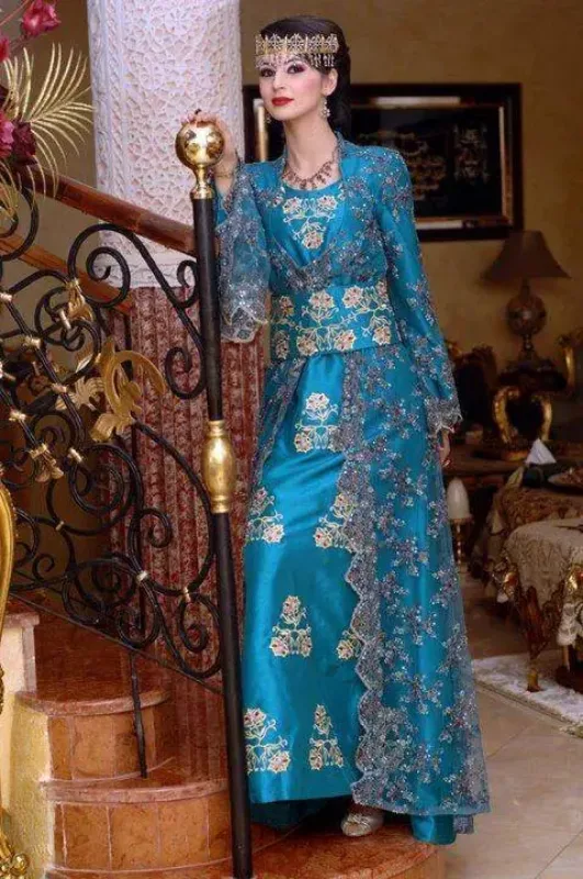 Picture of Blue Georgette Kaftan Dress for Women - Look 11672