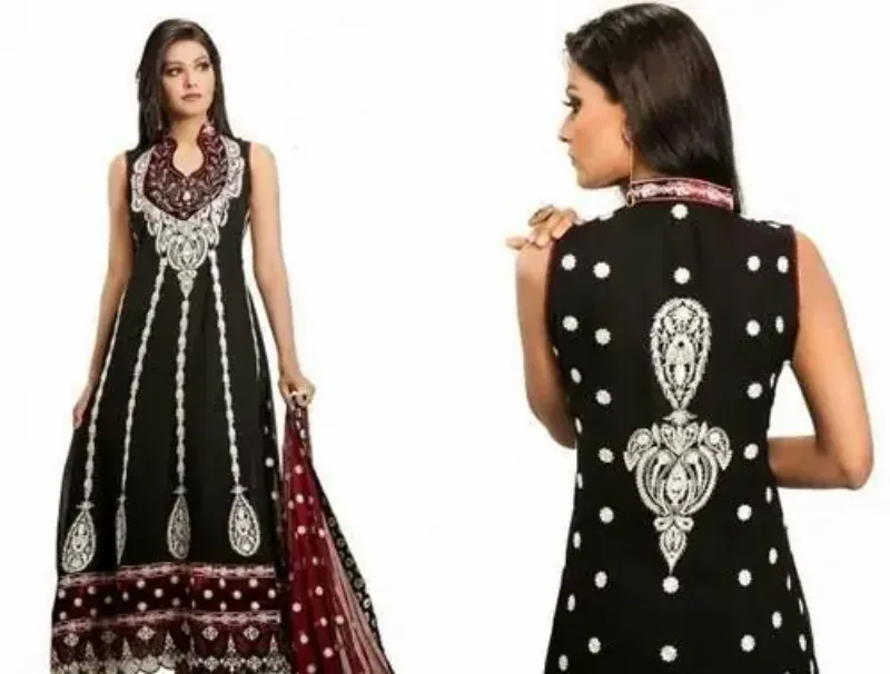 Picture of Radhe Designer White Georgette Kaftan Dress for Women - F5858
