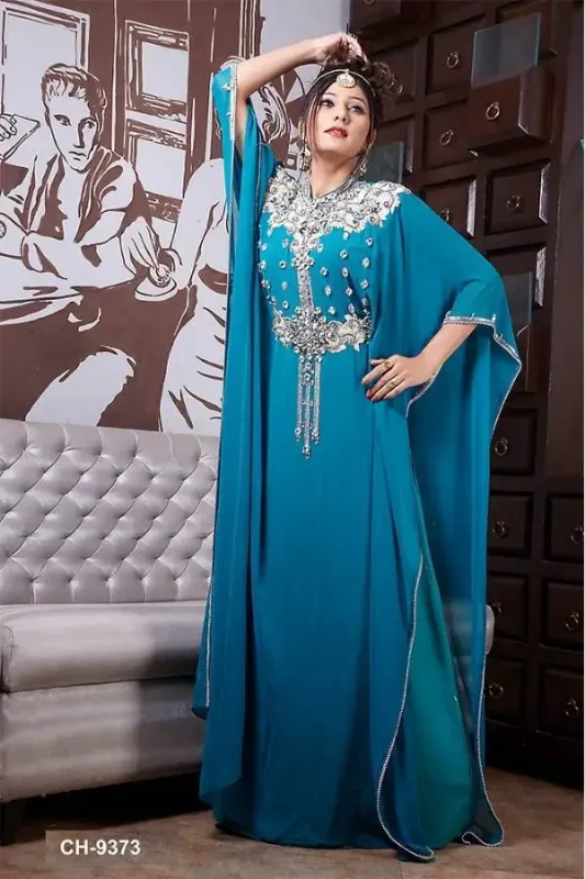 Picture of Purple Georgette Kaftan Dress for Women - Look 11692