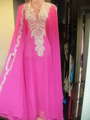 Picture of wedding gown with long train abaya jilbab kaftan dress 