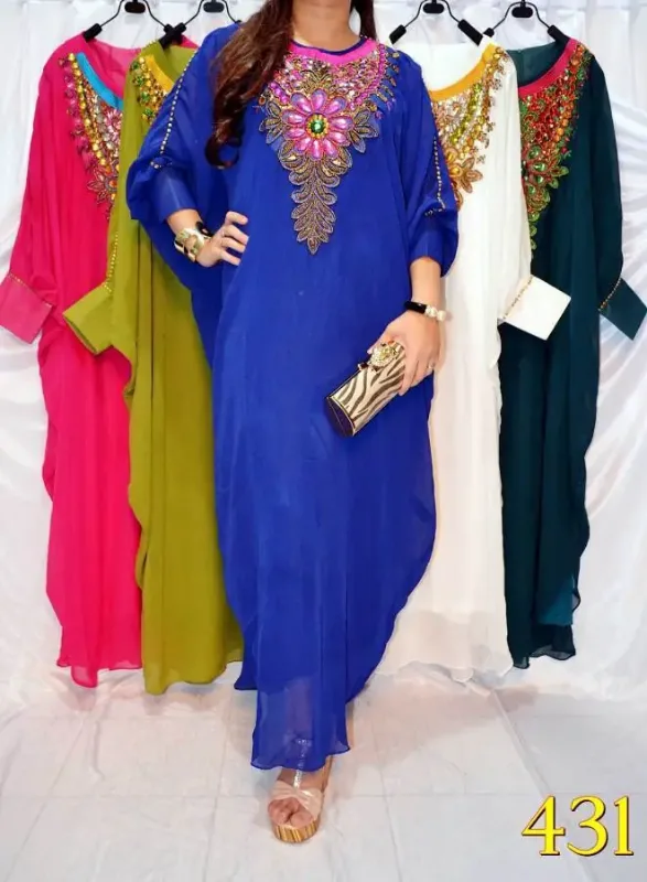 Picture of Yellow Georgette Kaftan Dress for Women - Look 11734