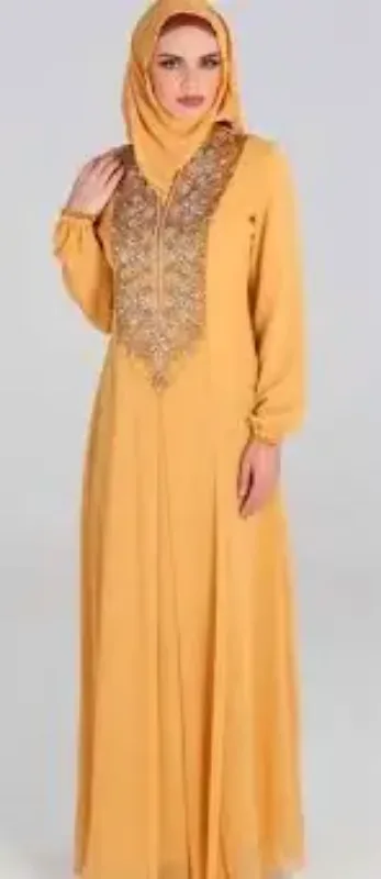 Picture of Radhe Designer Yellow Georgette Kaftan Dress for Women - F5952