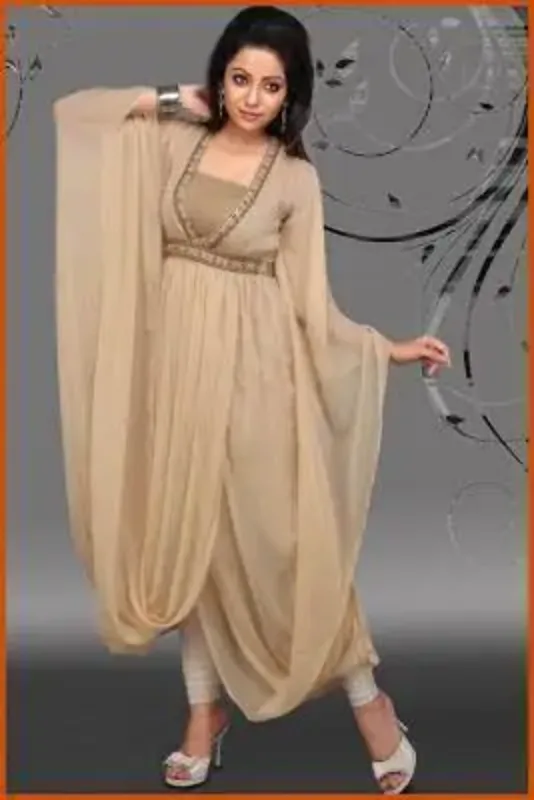 Picture of Radhe Designer White Georgette Kaftan Dress for Women - F5960
