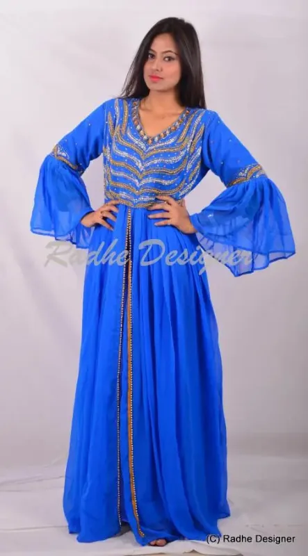 Picture of Radhe Designer White Georgette Kaftan Dress for Women - Y705