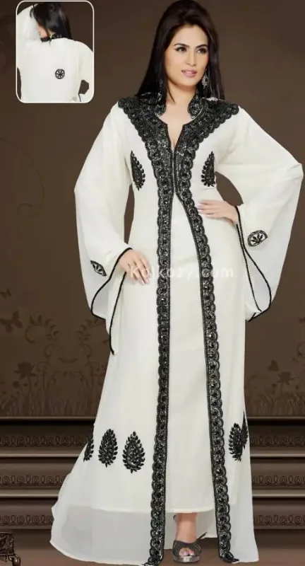 Picture of Yellow Georgette Kaftan Dress for Women - Look 11772