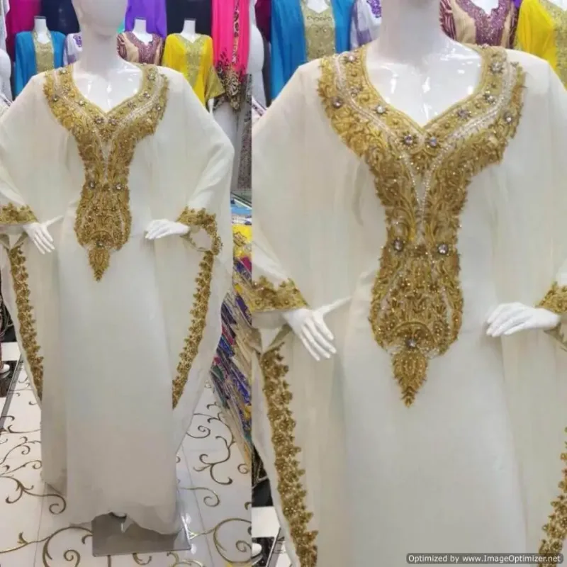 Picture of Radhe Designer White Georgette Kaftan Dress for Women - F2240