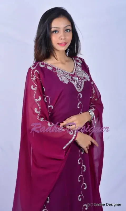 Picture of Radhe Designer White Georgette Kaftan Dress for Women - Y1113