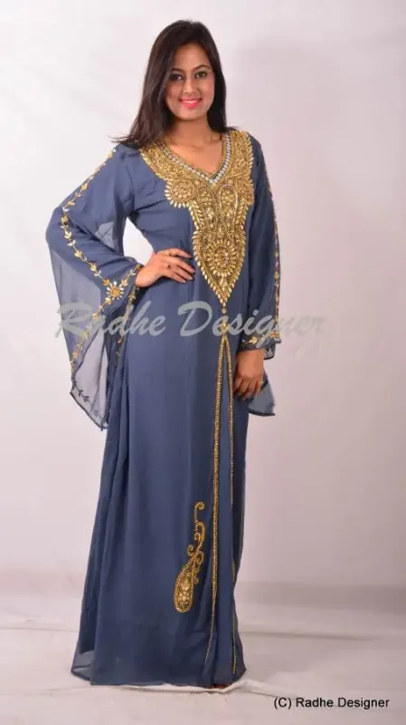 Picture of Radhe Designer Yellow Georgette Kaftan Dress for Women - Y1054