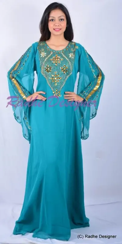 Picture of Black Georgette Kaftan Dress for Women - Look 11847