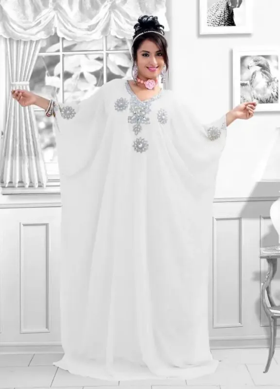 Picture of Yellow Georgette Kaftan Dress for Women - Look 11914