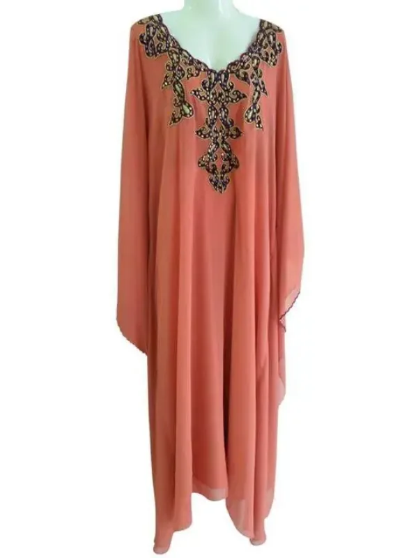Picture of Yellow Georgette Kaftan Dress for Women - Look 11915