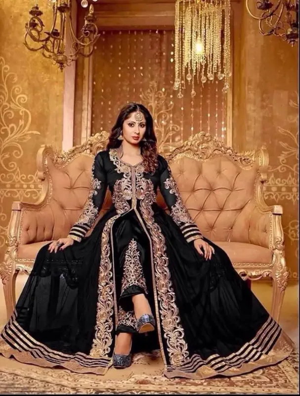 Picture of Radhe Designer Black Georgette Kaftan Dress for Women - F10756