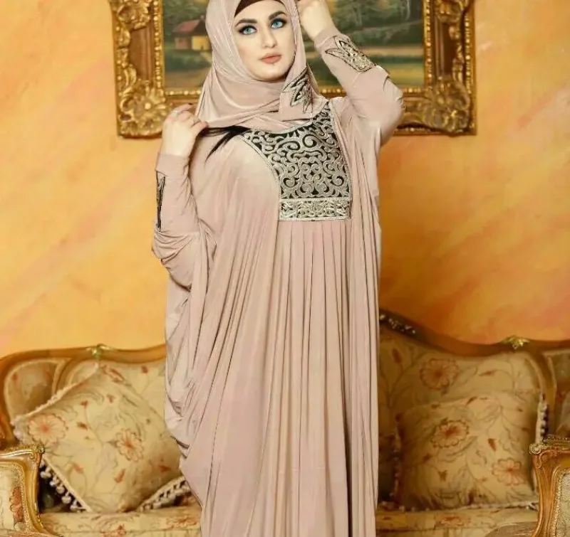 Picture of Gold Georgette Kaftan Dress for Women - Look 12006