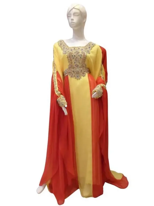 Picture of Radhe Designer Yellow Georgette Kaftan Dress for Women - F7141