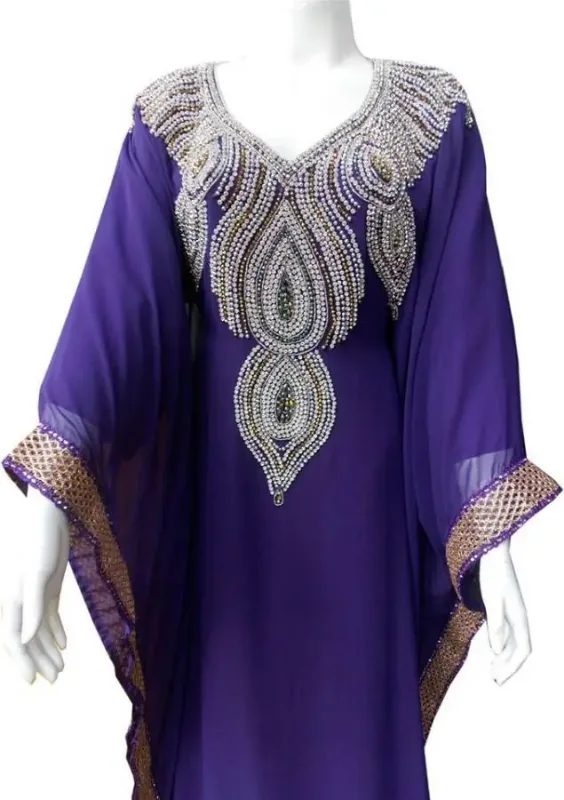 Picture of Black Georgette Kaftan Dress for Women - Look 12285