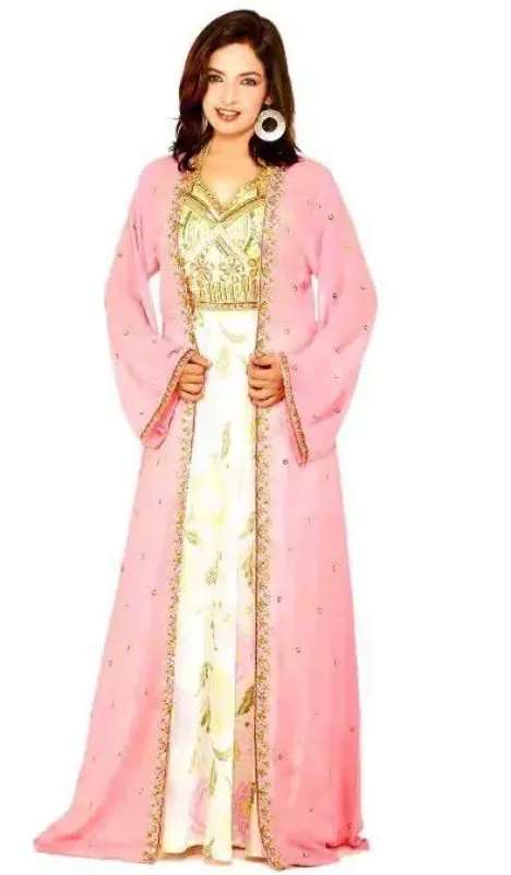 Picture of White Georgette Kaftan Dress for Women - Look 12288