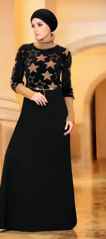 Picture of Radhe Designer Black Georgette Kaftan Dress for Women - F11415