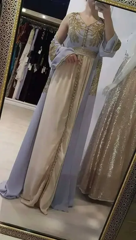 Picture of Radhe Designer Gold Georgette Kaftan Dress for Women - F11123