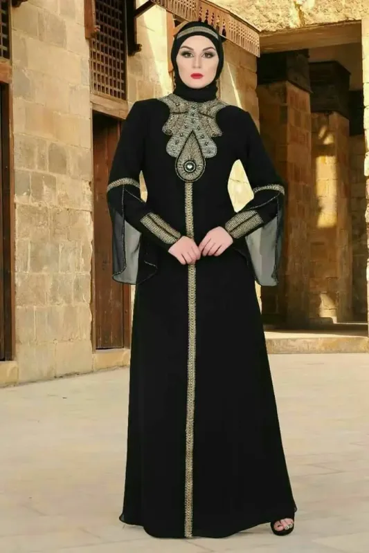 Picture of Radhe Designer Black Georgette Kaftan Dress for Women - F11387