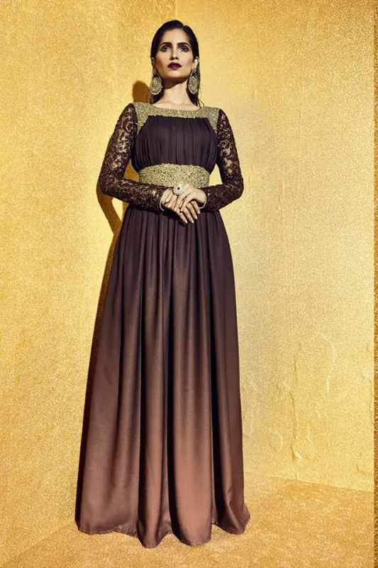 Picture of Radhe Designer Black Georgette Kaftan Dress for Women - F10871