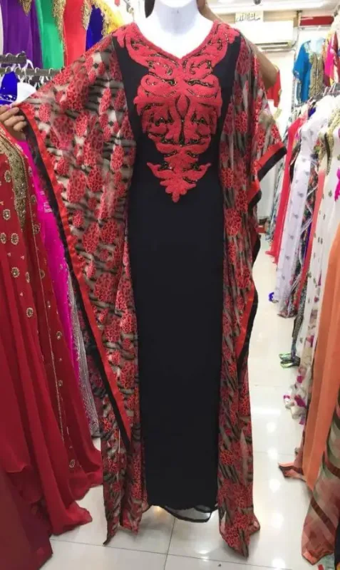 Picture of Radhe Designer White Georgette Kaftan Dress for Women - F7466
