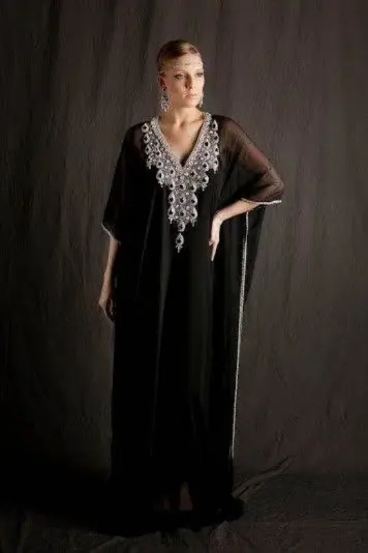 Picture of Radhe Designer White Georgette Kaftan Dress for Women - F7489