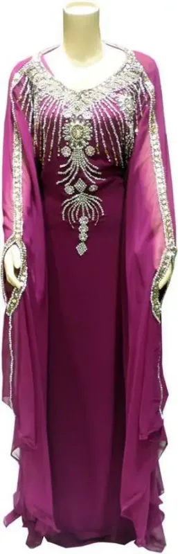Picture of Radhe Designer White Georgette Kaftan Dress for Women - F7534