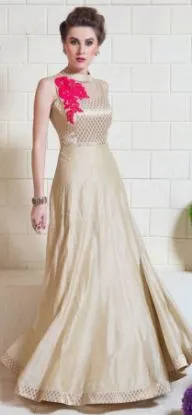 Picture of modest maxi gown long beading formal party quinceanera 