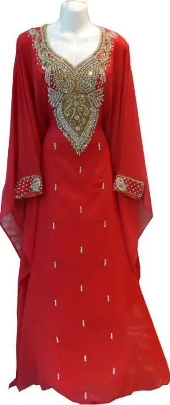 Picture of Radhe Designer White Georgette Kaftan Dress for Women - F7540